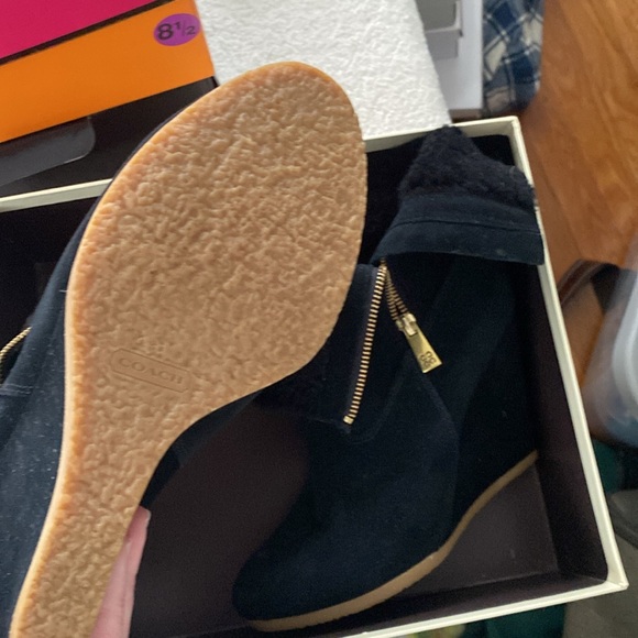 Coach suede and shearling wedge bootie - Picture 2 of 2